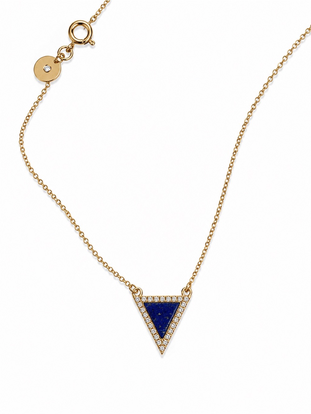 Michael Kors Blue Triangle Pavé Pendant Gold-Tone Necklace
